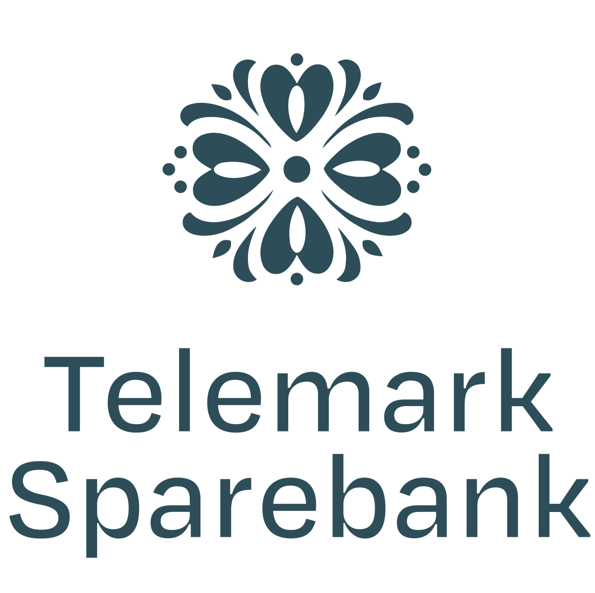 Alt-tekst: Logoen til Telemark Sparebank med dekorativt mønster, symboliserer stabilitet og lokalforankring i banken.